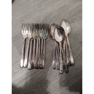VTG Wm. Rogers & Son silver-plated flatware Precious / Starlight Rose pattern
